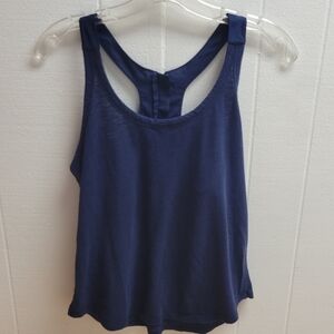 Banana Republic Navy Racerback zip top